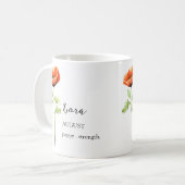 AUGUSTUS PAPAVER GEBOORTE BLOEM MAAND NAAM CADEAU KOFFIEMOK (Voorkant links)