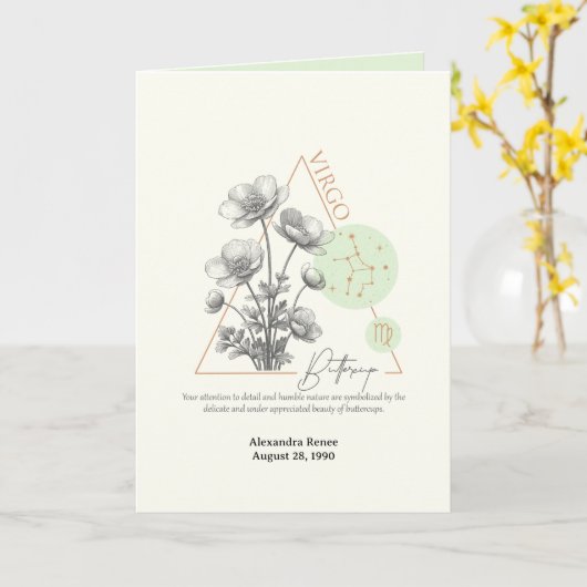 Augustus tot september Geboorte Bloem Aangepaste V Kaart (Gele Bloem)