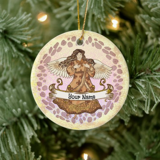 Augustus Verjaardag Angel verjaardag aangepaste or Keramisch Ornament (Boom)