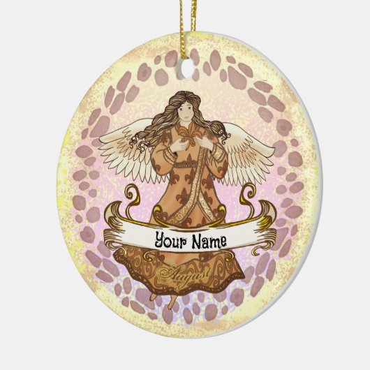 Augustus Verjaardag Angel verjaardag aangepaste or Keramisch Ornament (Links)