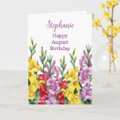 Augustus Verjaardag Geboorte Maand Bloem Gladiolus Kaart (Gele Bloem)