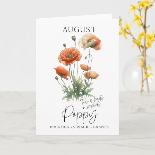 Augustus Verjaardag Geboorte Maand Bloem Poppy Kaart (Gele Bloem)
