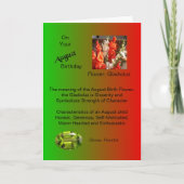 Augustus Verjaardag Kaart - Gladiolus en Peridot (Voorkant)