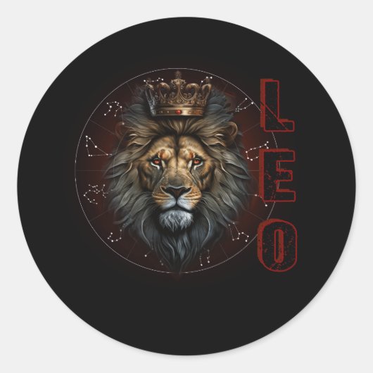 Augustus Verjaardag Leo Leeuw Pride Grafische Zodi Ronde Sticker (Voorkant)