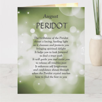 Augustus verjaardagssteen Peridot Wenskaart. Kaart