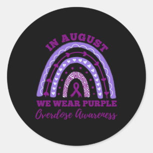 Augustus Wij Draag Paarse Overdosis Awareness Rain Ronde Sticker