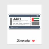 AUH Abu Dhabi Boarding Pass - Airport Ticket Sticker (Vel)