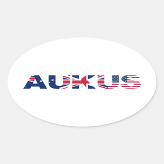AUKUS AU UK US Security Pact Alliance Flags Ovale Sticker