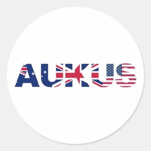 AUKUS AU UK US Security Pact Alliance Flags Ronde Sticker (Voorkant)