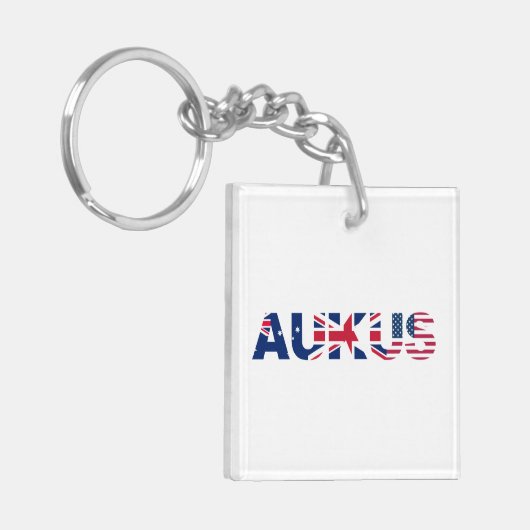 AUKUS AU UK US Security Pact Alliance Flags Sleutelhanger (Voorkant Links)