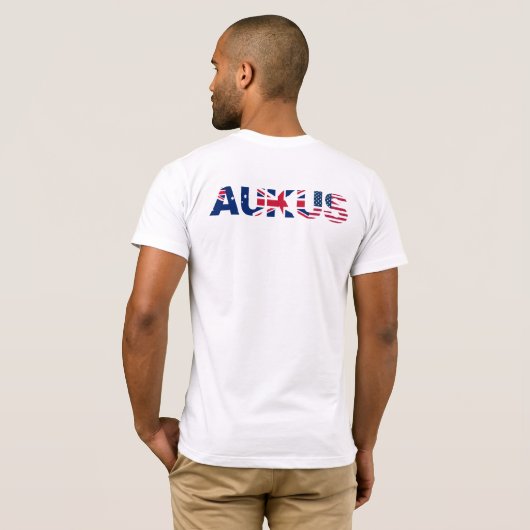 AUKUS AU UK US Security Pact Alliance Flags T-shirt (Achterkant volledig)