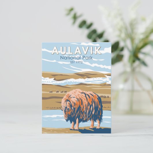 Aulavik National Park Canada Musk Ox  Briefkaart (Staand voorkant)
