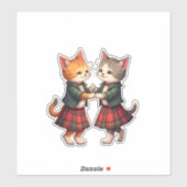 Auld Lang Feline Orange Cats Dancing Ceilidh  Sticker (Vel)
