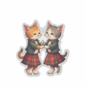Auld Lang Feline Oranje Katten Dansen Ceilidh Sticker (Voorkant)