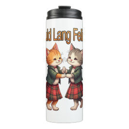 Auld Lang Feline Oranje Katten Dansen Ceilidh Thermosbeker