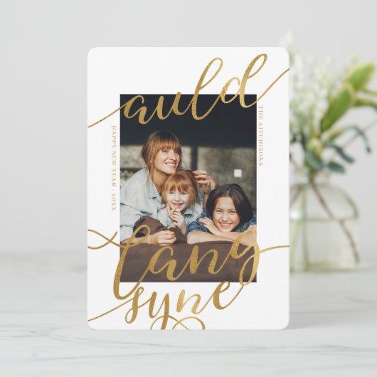 Auld Lang Syne | Geldige Calligrafietoestel Kaart (Staand voorkant)