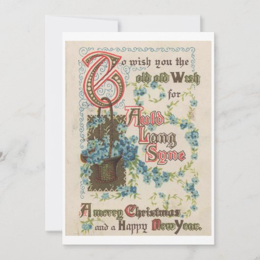Auld Lang Syne, Kerstmis, Nieuwjaar 1914 Antiek Feestdagenkaart (Voorkant)
