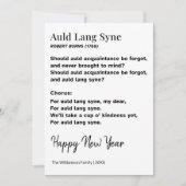 Auld Lang Syne Liedtekst Nieuw Jaar Gepersonalisee Feestdagenkaart (Voorkant)