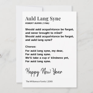 Auld Lang Syne Liedtekst Nieuw Jaar Gepersonalisee Feestdagenkaart