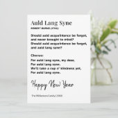 Auld Lang Syne Liedtekst Nieuw Jaar Gepersonalisee Feestdagenkaart (Staand voorkant)