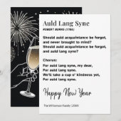 Auld Lang Syne Liedtekst Nieuw Jaar Persoonlijk Feestdagenkaart (Voorkant / Achterkant)