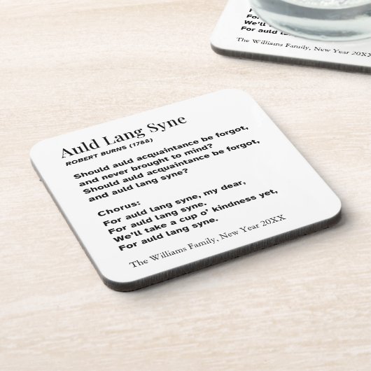 Auld Lang Syne Lyrics New Year's Eve Personalized Bier Onderzetter (Linkerzijde)