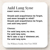 Auld Lang Syne Lyrics New Year's Eve Personalized Bier Onderzetter (Voorkant)