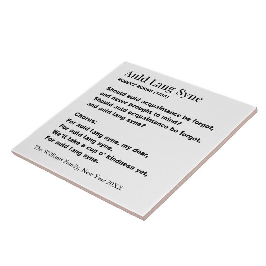 Auld Lang Syne New Year Party Words Personalized Tegeltje (Zijkant)
