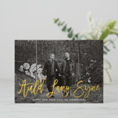 Auld Lang Syne Nieuwjaar Foto Gold Folie Feestdagenkaart (Staand Voorkant)