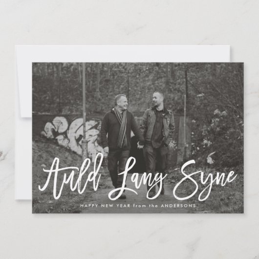 Auld Lang Syne Script | Nieuwjaarsfotokaart Feestdagenkaart (Voorkant)