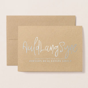 Auld Lang Syne Typografie Vakantie Groeten Folie Kaarten