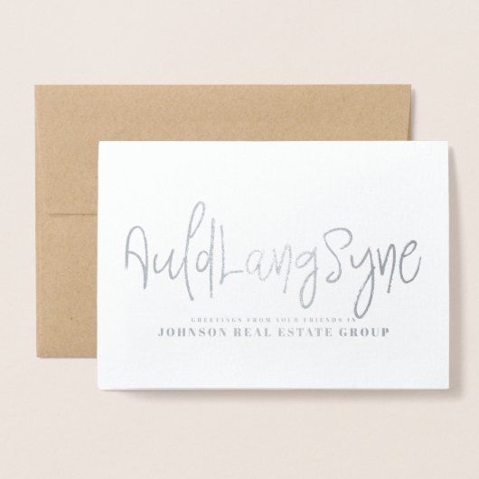 Auld Lang Syne Typografie | Vakantie Groeten Folie Kaarten (Voorkant met envelop)