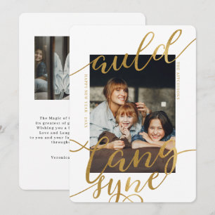 Auld Lang Syne Vergulde kalligrafie fotokaart Kaart