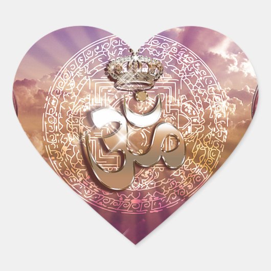AUM Crown emblem rozen yoga bemiddeling Hart Sticker (Voorkant)