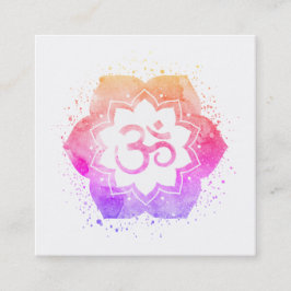 *~* Aum Lotus Bloem Mandala Yoga Reiki Leraar Om Vierkante Visitekaartje