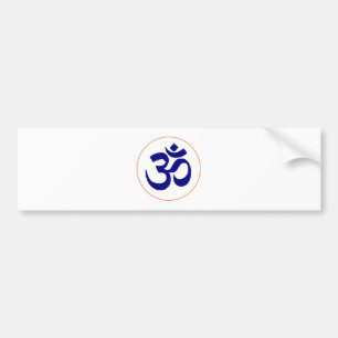 Aum- of Om-symbool (blauw met koraalring) Bumpersticker