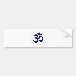 Aum- of Om-symbool (blauw met koraalring) Bumpersticker
