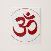 Aum- of Om-symbool (donkerrode kleur) Legpuzzel (Verticaal)