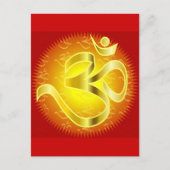 Aum- of Om-symbool in geel- en rietvorm Briefkaart (Voorkant)