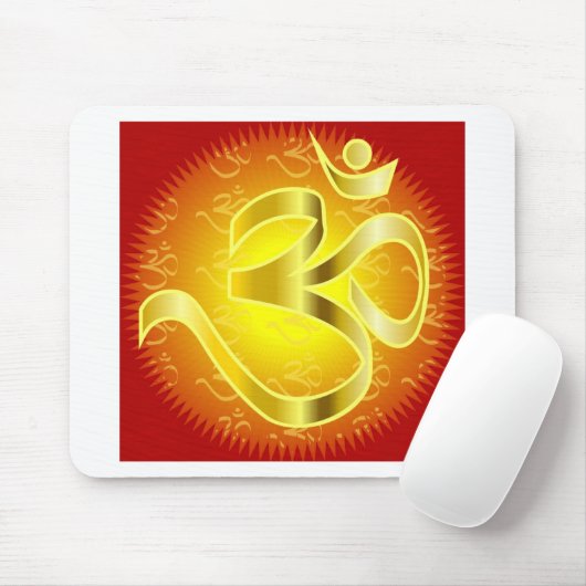 Aum- of Om-symbool in geel- en rietvorm Muismat (Met muis)