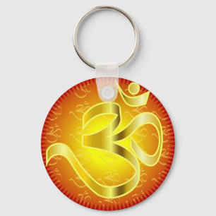 Aum- of Om-symbool in geel- en rietvorm Sleutelhanger