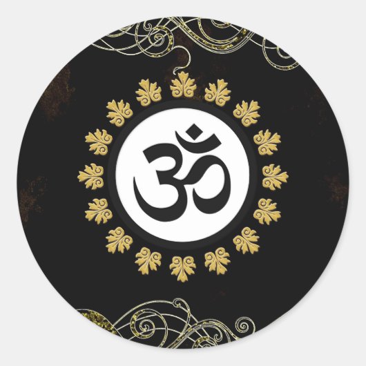 Aum - OM - Hindoe heilig symbool Ronde Sticker (Voorkant)