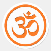 Aum, om, ohm ronde sticker (Voorkant)