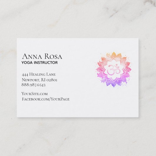 *~* Aum OMNew Age Lotus Flower Mandala Buddhist Visitekaartje (Achterkant)