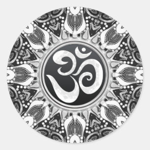 Aum Star Zwart+Wit Mandala Sticker