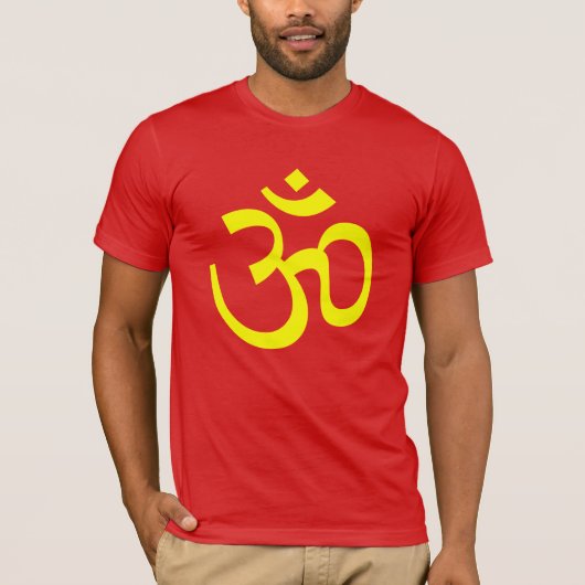 Aum Symbol Om Logo Bright Geel te ondertekenen T-shirt (Voorkant)