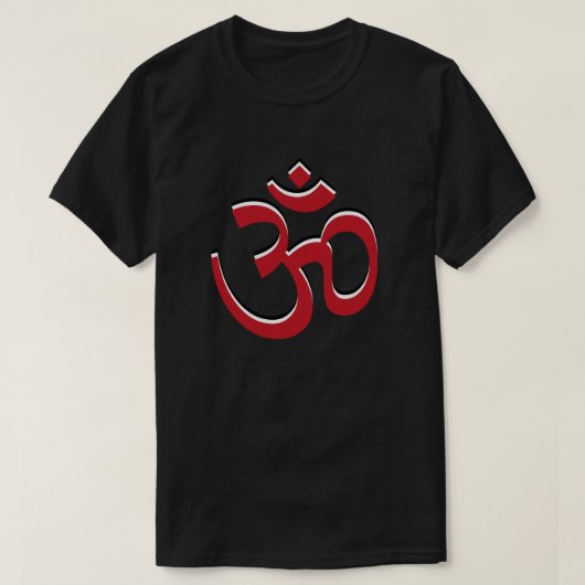 Aum Symbol Om Logo Red White Black te ondertekenen T-shirt (Design voorkant)