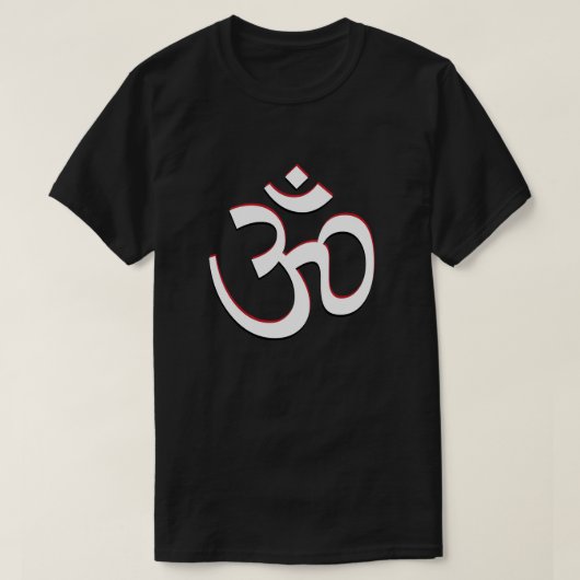 Aum Symbol Om Logo Red White Black te ondertekenen T-shirt (Design voorkant)