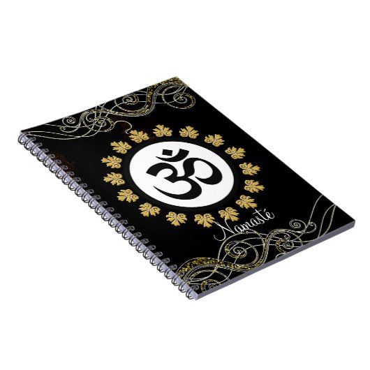 Aum Symbool Mantra Meditation Black en Gold Notitieboek (Rechterzijde)