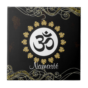 Aum Symbool Mantra Meditation Black en Gold Tegeltje